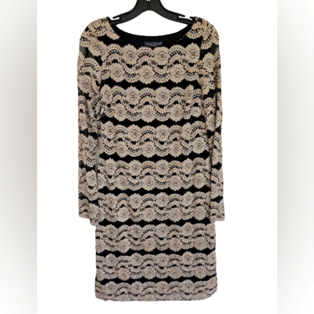 Jessica Howard Evenings Black and Gold Sheath Dress